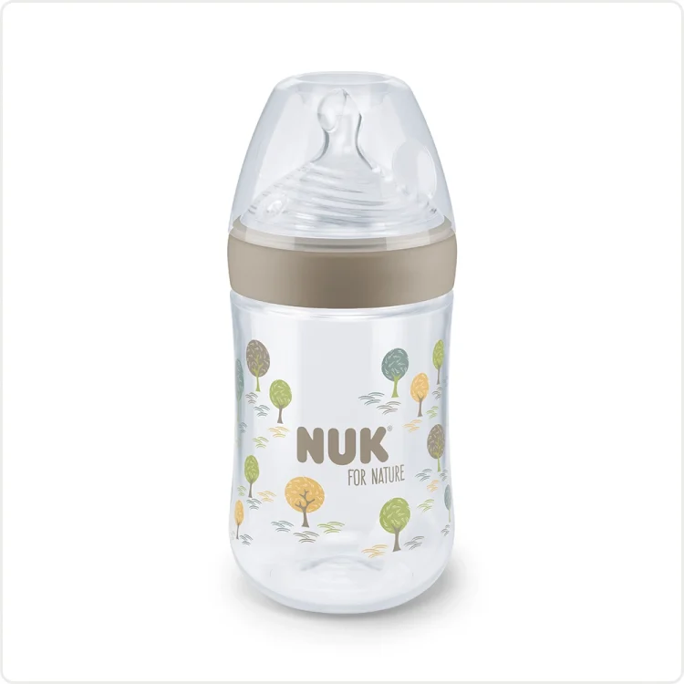 171541beige-750x750 Mamadera 260ml Nuk For Nature Tetina de silicona-Orificio M - Imagen 1