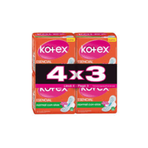 Toallitas Femeninas Kotex Esencial 4x3