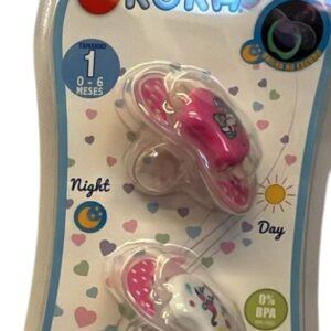 2 Chupete KUKA 0 - 6 m Rosa con motivos
